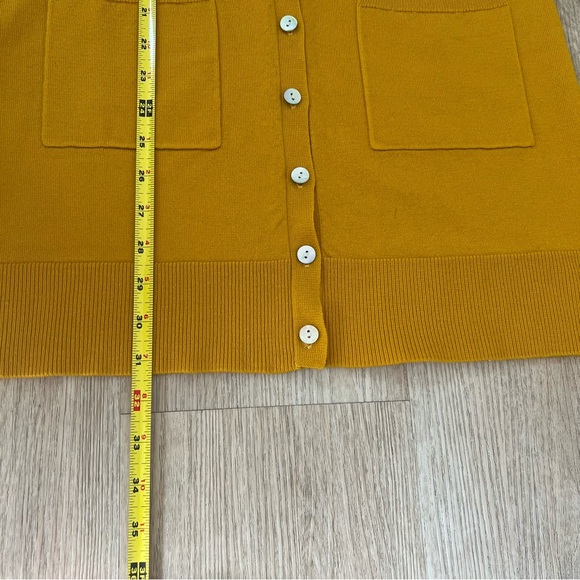 ModCloth Mustard Yellow Soft And Stretchy V-Neck Buttoned Front Cardigan Top - Picture 5 of 14